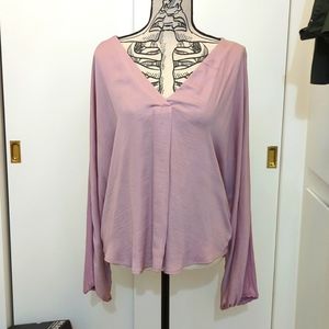 ANTHROPOLOGIE purple flowy blouse size large